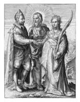 Marriage out of spiritual love concluded by Christ, Jan Saenredam, after Hendrick Goltzius, 1575 - 1657 photo