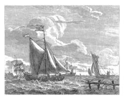 Eight sailing ships on rough water photo