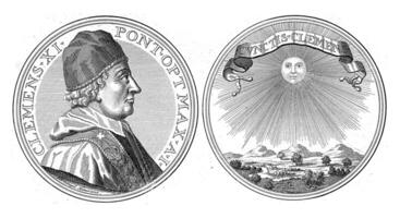 Medal with bust portrait of Pope Clement XI photo