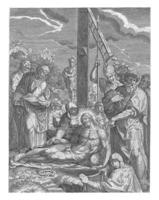lamentación de Cristo debajo el cruz, cornelis corte, después girolamo muziano, después 1568 - antes de 1612 foto