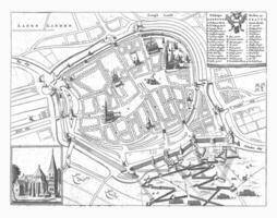 mapa de el ciudad de Groningen durante el cerco de 1594, ene luyken foto