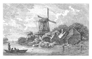 Landscape with mill photo