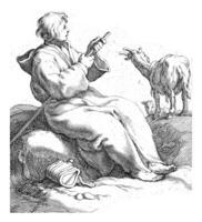 Seated Goatherd, Frederick Bloemaert, after Abraham Bloemaert, after 1635 - 1669 photo