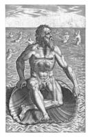 Sea god Nereus, Philips Galle, 1586 photo