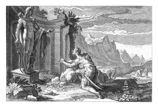 Cadmus asks the oracle of Delphi what to do photo