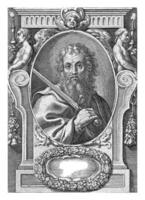Apostle Paul with sword in frame with architectural ornaments photo