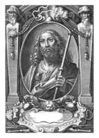 Apostle James the Greater Jacobus Maior with pilgrim's staff in a frame photo