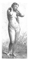 en pie desnudo mujer, Charles emilio jacque atribuido a, 1846 foto