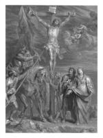 Christ on the Cross, with Mary, John, Mary Magdalene and Soldiers photo