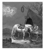 Man with a Horse at Feeder, photo