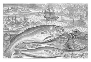 dos pescado en el playa, adrien collar, 1627 - 1636 foto