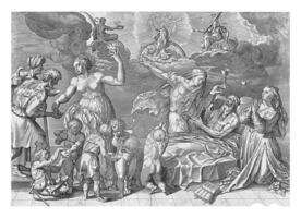 Allegory of the good death of man, Hieronymus Wierix, after Ambrosius Francken I, after Willem van Haecht I, after Godefried van Haecht, 1563 photo