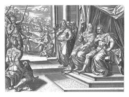 Bathsheba submits Adonia's request to Solomon, Hans Collaert I attributed to, after Jan Snellinck I, 1596 - 1643 photo