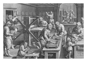 Production of copper engravings, Philips Galle, after Jan van der Straet, c. 1593 - c. 1598 photo