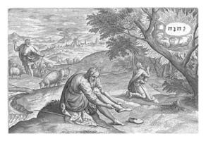 God Appears to Moses in the Burning Bush, Johann Sadeler I, after Marten van Cleve I, 1639 photo