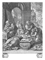 Holy Family with Anna and John the Baptist, Cornelis Cort, after Taddeo Zuccaro, 1575 photo