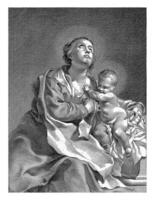 Mary with the Christ Child, Giovanni Antonio Faldoni, after Giovanni Battista Piaceta, 1700 - 1760 photo