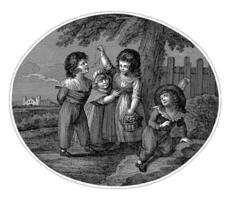 Four children playing, Antonio Suntach, Giovanni Suntach, after William Hamilton, 1754 - 1842 photo