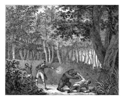 Man kills a bear, Reinier Vinkeles I, after Jacob Godfried Haafner, 1810 photo