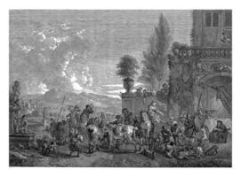 Returning hunting party, Jean Moyreau, after Philips Wouwerman, c. 1733 - 1762 photo