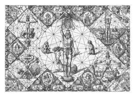 coronado Júpiter en medio de el elementos y planetas, michiel le rubio, 1597 - 1656 foto
