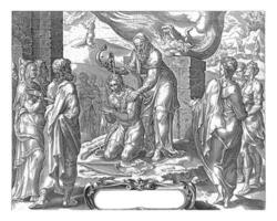 David is anointed by Samuel, anonymous, after Maarten van Heemskerck, 1626 - 1676 photo