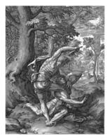 Caín mata Abel, antonio wierix yo, 1579 - 1604 foto