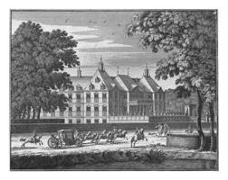 Honselaarsdijk Palace obliquely from the front, Carel Allard attributed to, 1689 - 1702 photo