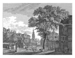View of the Munttoren in Amsterdam, Paulus van Liender, after Jan de Beijer, 1760 - 1783 photo