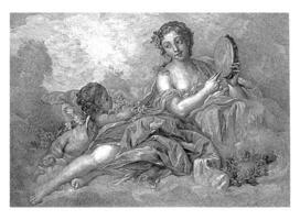 Muse Erato with putto and tambourine, Albert Ardail, after Francois Boucher, 1890 photo