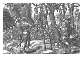 Five Amorite kings hanged, Harmen Jansz Muller, after Gerard van Groeningen, 1579 - 1585 photo