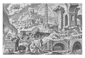 Sacrifice of Noah, Philips Galle, after Maarten van Heemskerck, 1569 photo