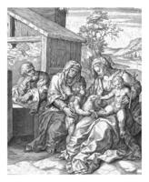 Holy Family with Elisabet and John the Baptist, Pieter Jalhea Furnius, 1550 - 1625 photo