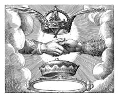 Hands between two crowns, Crispijn van de Passe I, 1613 photo