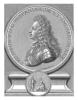 retrato de Felipe v, Rey de España en perfil en un medalla, Simón Thomassin, después Thomas Bernardo, 1665 - 1733 foto