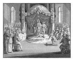 Emperor Charles V hands over the administration of the Netherlands to Philip II, Pieter Tanje, after Gerard Melder, 1716 - 1761 photo