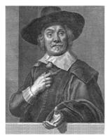 retrato de el pintor petrus estafadores, cornelis camioneta caukercken, después Daniel camioneta hola, C. 1640 - 1680 foto