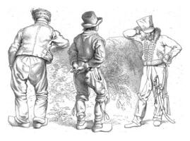Study sheet with three standing figures, Jacob Ernst Marcus, 1815 photo