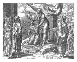 David is anointed by Samuel, anonymous, after Maarten van Heemskerck, 1595 - 1633 photo