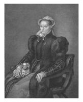 Portrait of an Unknown Woman Sitting with a Dog on Her Lap, Bartolome Va zquez, after Manuel de la Cruz, after Anthonis Mor, 1793 photo