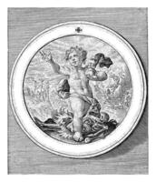 Putto as Salvator Mundi, Crispijn van de Passe I, 1594 photo