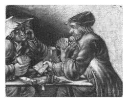 hombres jugando tarjetas, jacobus harrewijn, 1690 foto