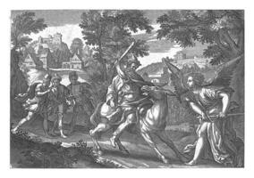 Balaam and the Donkey, anonymous, after Maerten de Vos, 1630 - 1702 photo