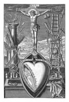 María, en un abrió corazón, a el tumba de Cristo, wierix posiblemente, 1610 - 1672 foto