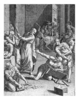 Cristo expulsa el dinero cambiadores desde el templo, cornelis corte, después federico zúcaro, después 1568 - antes de 1676 foto