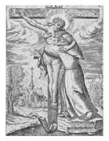 Saint Francis of Assisi Embracing Christ on the Cross, Johannes Wierix, 1559 - before 1585 photo