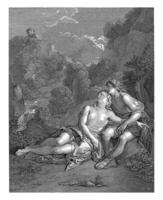 Acis and Galatea Watched by Polyphemus, Edme Jeaurat, after Charles de Lafosse, 1722 photo