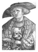 Self-Portrait with Skull and Bowl, Jacob Binck, 1510 - 1569 photo