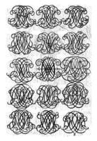 Fifteen Letter Monograms MNR-NOV, Daniel de Lafeuille, c. 1690 - c. 1691 photo