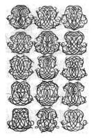 Fifteen Letter Monograms ABS-BCM, Daniel de Lafeuille, c. 1690 - c. 1691 photo